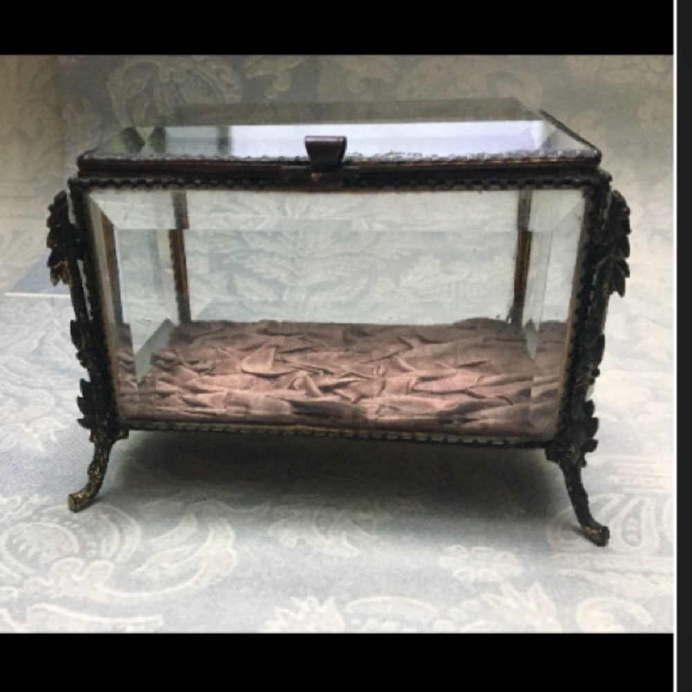 Antique beveled glass jewelry box circa 1900.